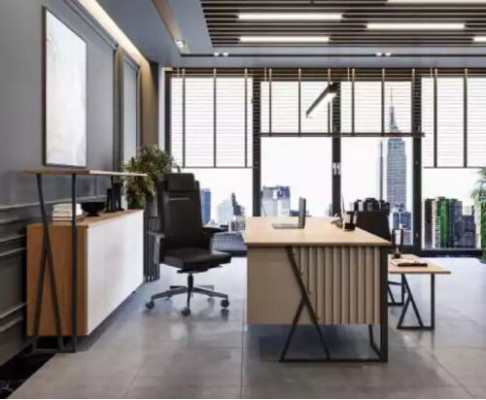 Hell Gro Büro Ariichtung Büro Miwwel Set Dësch Schreibtisch Schaf 3tlg