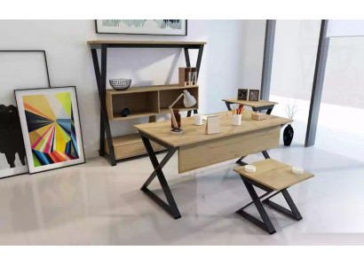 Brongen Miwwelset Schreifdësch Bicherregal Couchtischen Konsolendësch 4-Stéck.