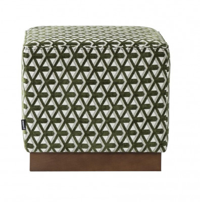 Hocker Pouf Fousshocker Gréng-wäiss Polsterhocker Sëtzhocker Stoff Sëtz
