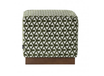 Hocker Pouf Fousshocker Gréng-wäiss Polsterhocker Sëtzhocker Stoff Sëtz