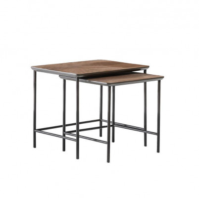 Luxus Säitentëscher Kaffisdësch Modern Holz Dëscheset Komplett Set Braun Nei