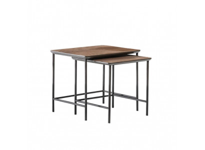 Luxus Säitentëscher Kaffisdësch Modern Holz Dëscheset Komplett Set Braun Nei