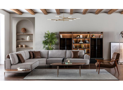 Canapé d'angle, Stoffcanapé, L-Form Canapé, Stoffsofaen, Gro, Modernen Dësch, Wunnlandschaft