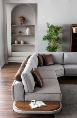 Canapé d'angle, Stoffcanapé, L-Form Canapé, Stoffsofaen, Gro, Modernen Dësch, Wunnlandschaft