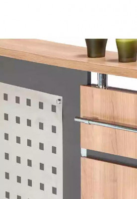 Modern Empfangstresen mat Kommod aus groem Holz Büromiwwel nei