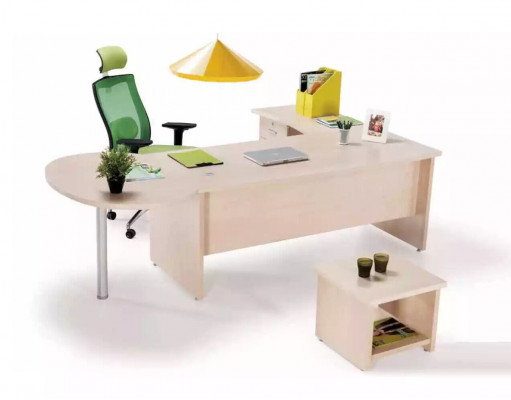 Modern Bürosset mat Eckschreifdësch an Kommode: Effizienz trëfft op Stil.