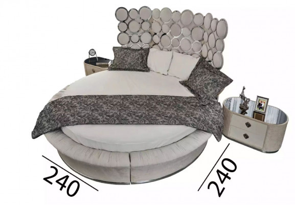 Schlofkummer-Set modern Bett + 2 Nospëtsdëscher + Schminktësch + Spigel nei
