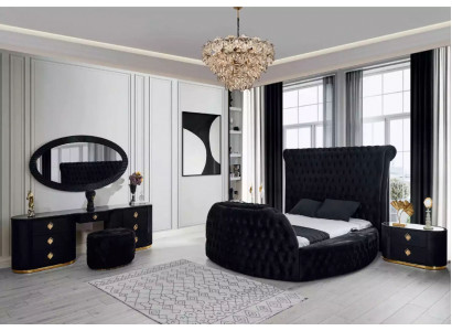 Modern Chesterfield-Bett an enger luxuriéiser schwaarzer Faarf