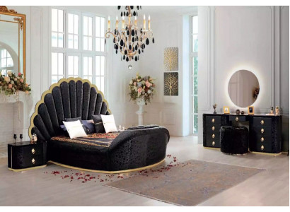 Modern luxuriéis Schlofzëmmermiwwel aus héichwäertegem Stoff a stabilem Holz.