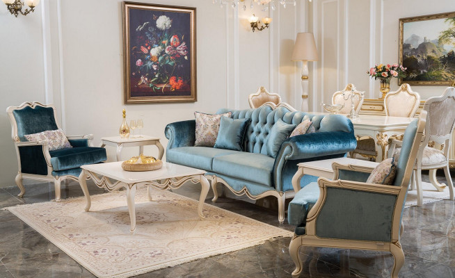 Luxus Sofagarnitur 3+1+1 Sëtzer Couchtisch Sofa Fautteuil Stëbs Couch 4-tlg.