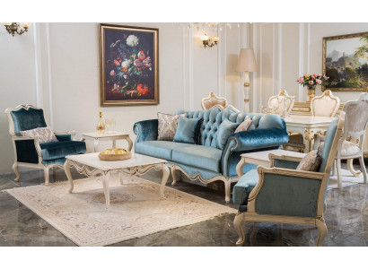 Luxus Sofagarnitur 3+1+1 Sëtzer Couchtisch Sofa Fautteuil Stëbs Couch 4-tlg.