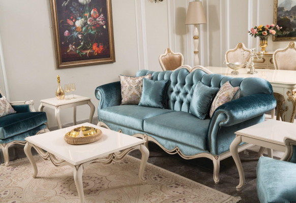 Luxus Sofagarnitur 3+1+1 Sëtzer Couchtisch Sofa Fautteuil Stëbs Couch 4-tlg.