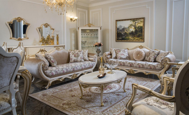 Canapé-Set Sofa Sëtzer Dësch Canapé Still Canapé-Set Stoff Luxus Sëtz 5 Stéck.