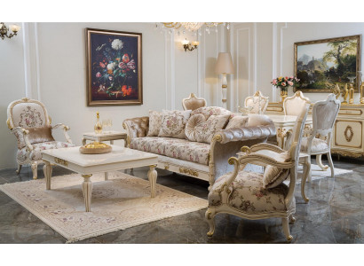 Luxus Canapé-Sët Garnitur Canapé Dësch Couch Canapéen Fotell Stoff Couch 4-teil.
