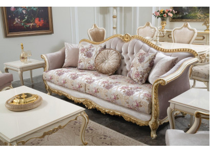 Sofa 3 Sëtzer Klassesch Couchen Luxus Miwwelen Sofas Stoff Couch Dräisëtzer