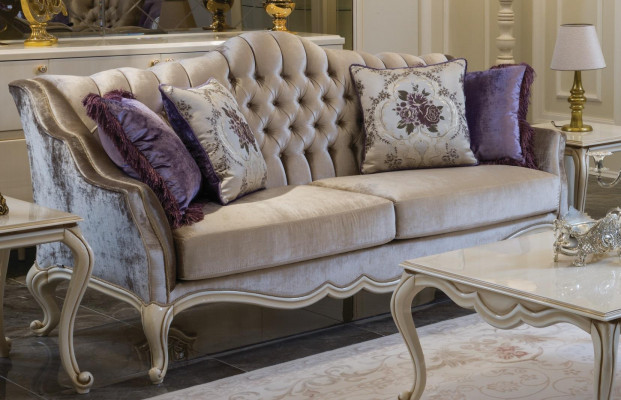 Dreisëtzer Luxus 3 Sëtzer Couch Polster Klassesch Sëtz Sofa Raum Miwwelen