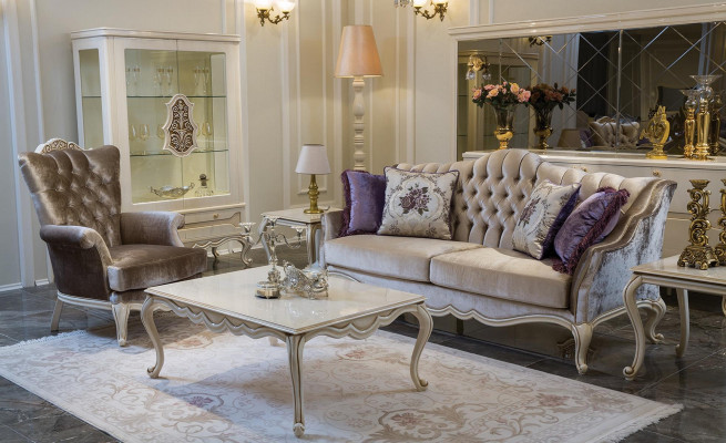 Dreisëtzer Luxus 3 Sëtzer Couch Polster Klassesch Sëtz Sofa Raum Miwwelen