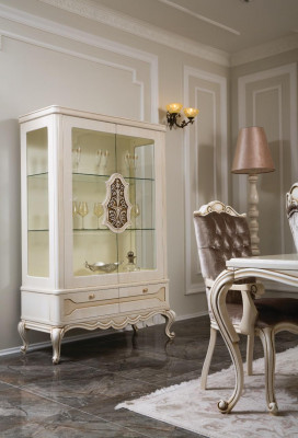 Vitrine Glas Schaf Vitrine Wunnzëmmer Holz Anrichte Luxus Miwwelen Regal