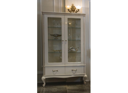 Klassesch Vitrine Säitendësch Vitrine Glas Schief Italien Miwwelen Holz