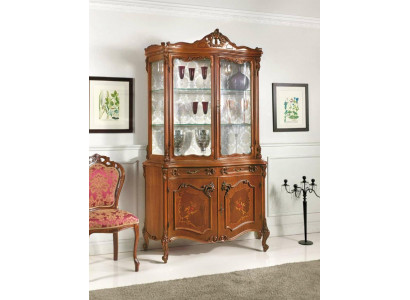 Vitrine Iesszëmmer Kommod Echtholz Schréin Italienesch Miwwelen Glas Schaf Neio.