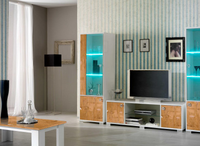 Wunnwand 3-Deel. RTV + 2x Vitrinn Design Italienesch Miwwelen Wunnzëmmert Luxus Miwwelen