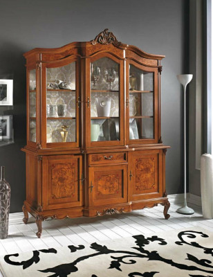 Vitrinn Glas Schaf Vitrin Wunnzëmmer Holz Kommode Italienesch Miwwelen Regal