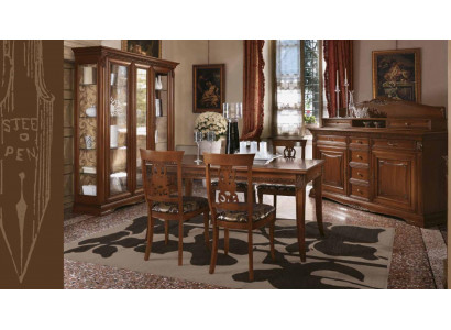 Iesszëmmer Komplett Dësch Kommode 4x Stull Set Vitrin Barock Massivholz