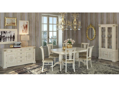Komplett Set Iessdësch + 6 Still Iesszëmmer Set Iess Grupp Massivholz Dësch Dëscher 9tlg