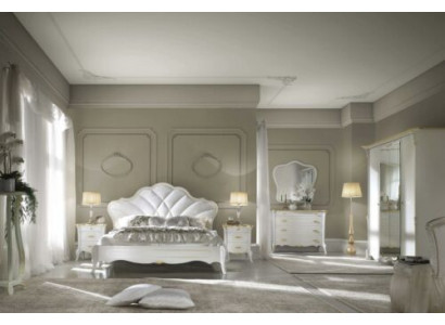 Schlofzëmmer Set Barock Bett Nuetsdësch Kommode Bett Miwwelen 6tlg. Massivholz