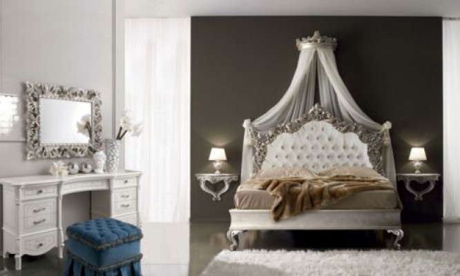 Schlofkummer Komplett Set Kinnekräichlecht Barock Bett Schminktisch Nuetsschaf 6 Deeler.