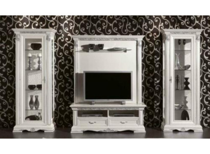 Klassesch Wunnwand Wunnzëmmer Vitrin Sideboard RTV Regal Wänn Schrack 4teleg. Massivholz
