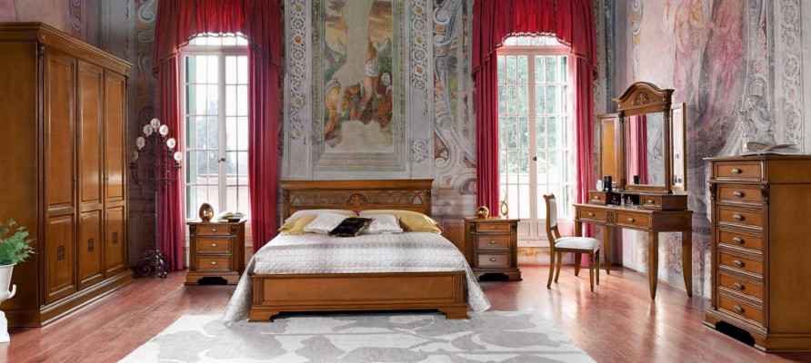 Luxus Schlofzëmmer Set 8-Deeler. Bett + 2x Nuechtstësch + Schminckdësch Designer Miwwelen Massivholz