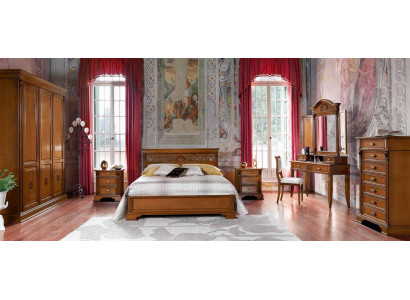 Luxus Schlofzëmmer Set 8-Deeler. Bett + 2x Nuechtstësch + Schminckdësch Designer Miwwelen Massivholz