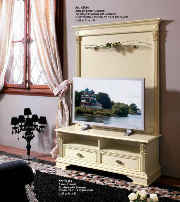 Fernseh Schaf TV Wand Seite Board RTV Niddereg Italienesch Miwwelen Antik Stil Holz