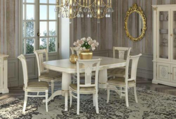 Set vun 4 Stull Still Iesszëmmer Garnitur Miwwelen Léin Design Sëtzmiwwel Grupp Holz