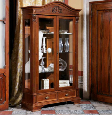 Vitrine Glas Schaf Sall Wohnzëmmer Schiefenster 2 Dieren Vitrinn Barock