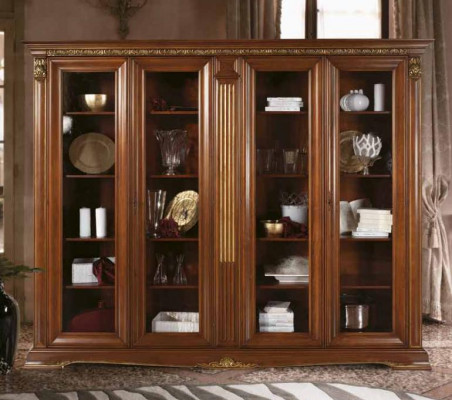 Vitrine Glas Wandschaf Vitrinneregal Barock Rokoko Italienesche Stil Miwwelen Massivholz