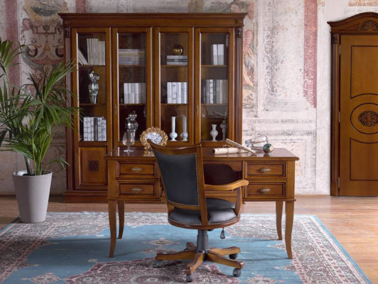 Bürosset Schreibtisch Chefsessel Komplett Büro Office Barock Rokoko 2-tlg.