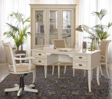 Büro Schreifdësch + Sesselen Schreifdëscher Dësch Holz Stull 2tlg Set Italien