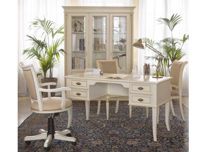 Büro Schreifdësch + Sesselen Schreifdëscher Dësch Holz Stull 2tlg Set Italien