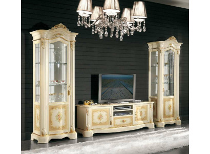 Wunnzëmmer 2x Vitrine Wunnwand Schief Design TV Vitrinen Set 3tlg Schaf Neit