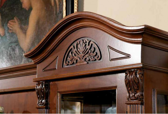 Klassesch Wunnwand Massivholz Wunnzëmmer Vitrin Sideboard RTV Regal Wänn Schaf 4tlg.