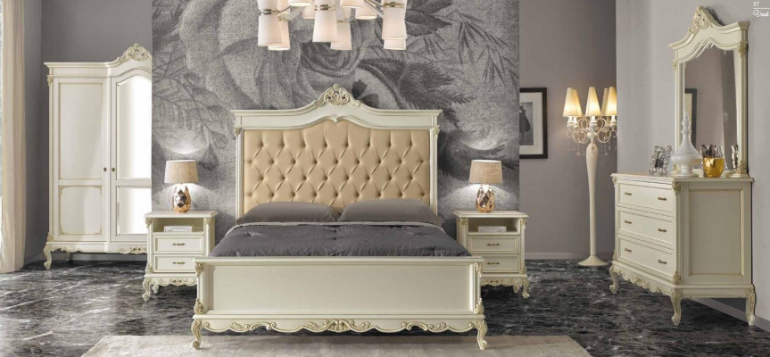 Schlofzëmmer Bett mat 2 Nuetsdëscher Grupp Sätz Set Better Chesterfield Massivholz