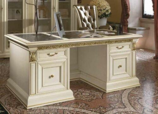 Schreifdësch Büro Dësch Edel Massivholz Dëscher Barock Rokoko Antik Stil 186x91cm Nei