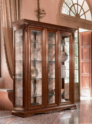 Vitrinn Vitrine Schaf Glasschaf Wunnzëmmer Regal Barock Rokoko Echt Holz