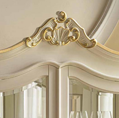 Vitrinn Schaf Vitrinnen Wunnzëmmer Massivholz Schief Design Barock Rokoko Wäiss nei