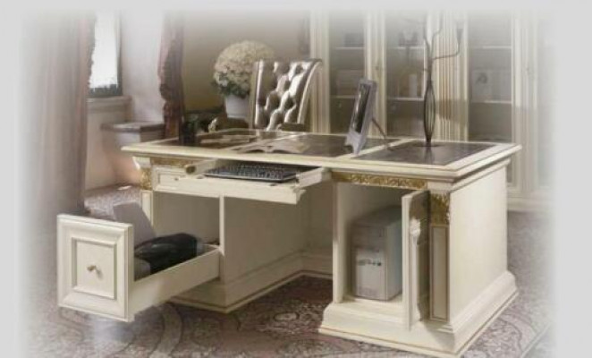 Schreifdësch Büro Dësch Edel Massivholz Dëscher Barock Rokoko Antik Stil 186x91cm Nei