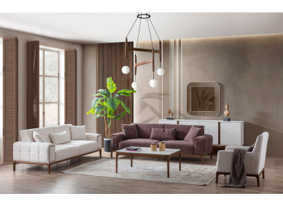 Sofagarnitur 3+3+1 Sëtzer + Dësch 4tlg Set Polstersaachen Miwwelen Canapé Couch