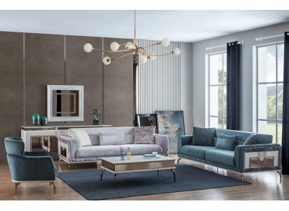Design Wunnzëmmer Set Sofas Sesselen Modernen Dësch 3+3+1 Dësch.