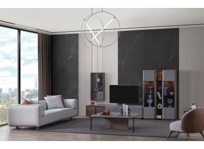 Designer Wunnzëmmer Set 7 Deeler Modern Wunnengsmaueren Wunnzëmmer Mauer-Schränk